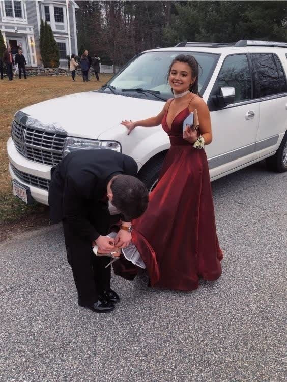 A Line Spaghetti Straps long Prom Dress Secondary image