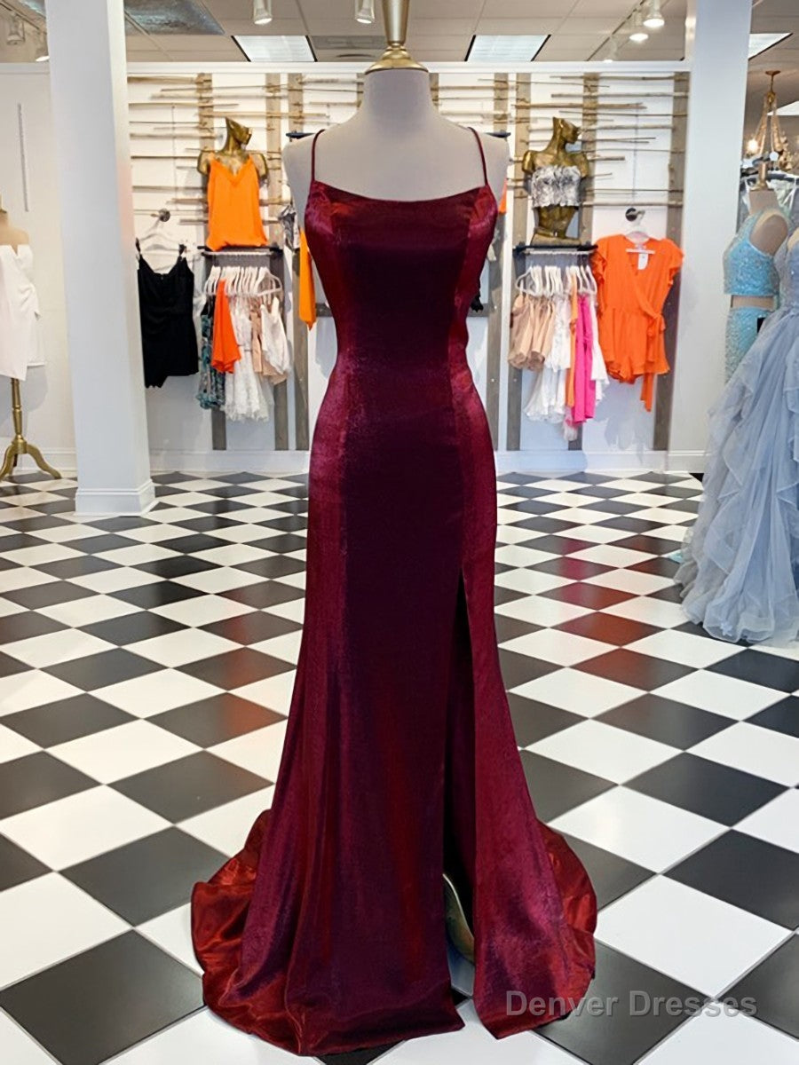 A-line Spaghetti Straps Ruffles Sweep Train Velvet Dress Main image