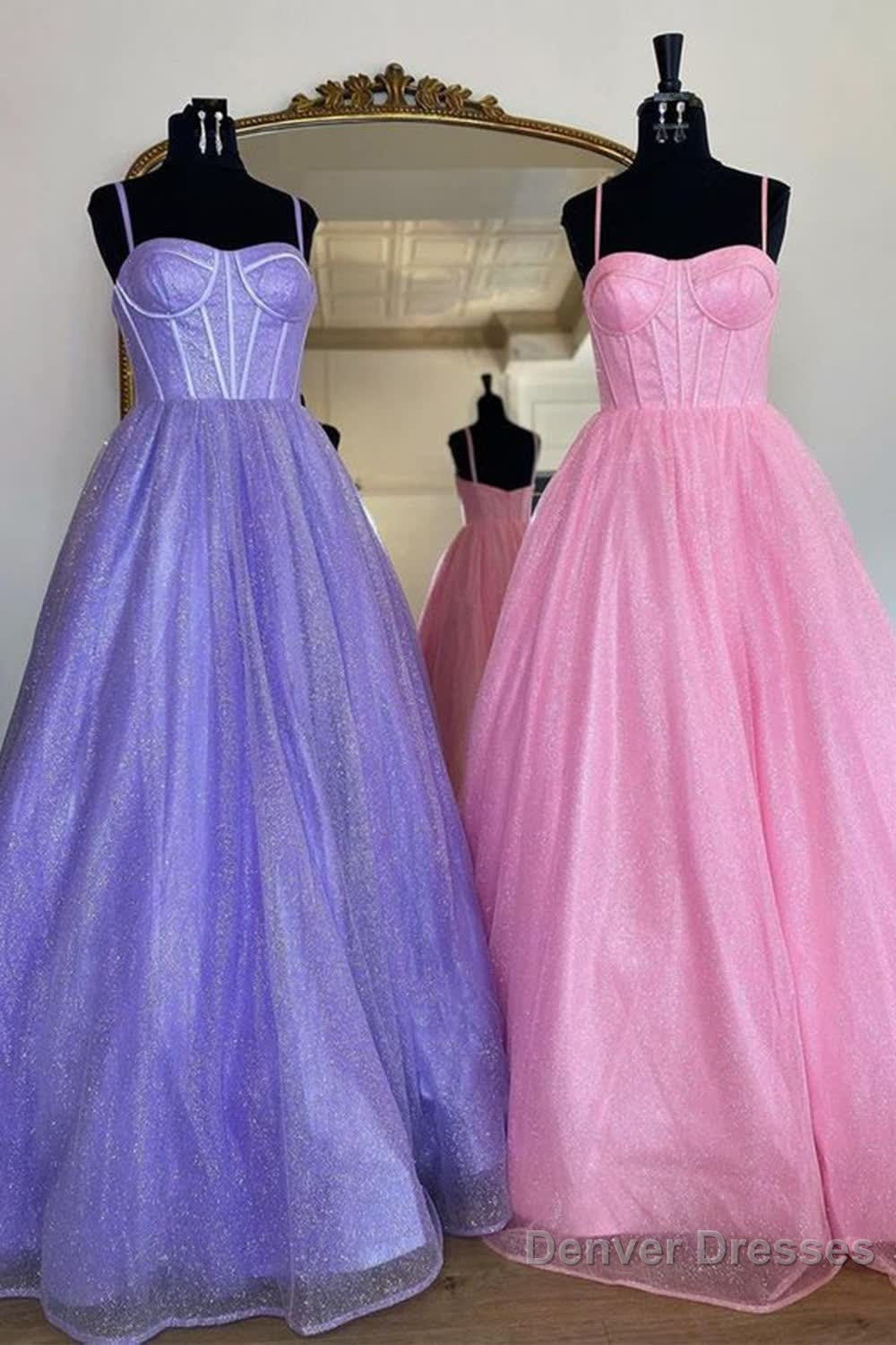 A Line Spaghetti Straps Sky Blue Long Prom Dress Secondary image