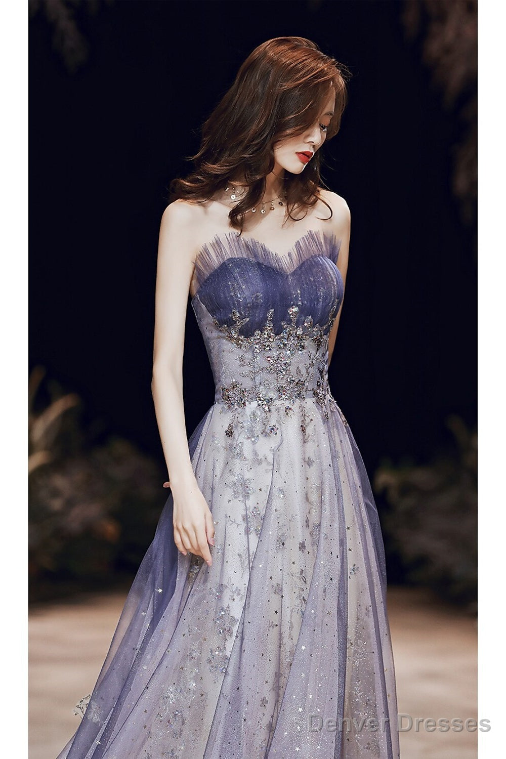 A-Line Sparkle Elegant Wedding Guest Prom Formal Evening Dress Strapless Sleeveless Floor Length Satin With