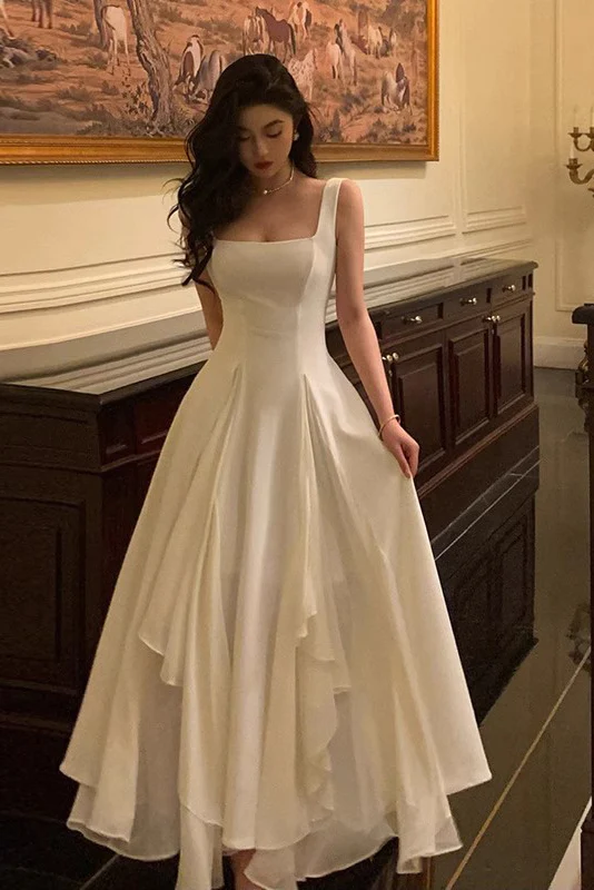 A Line Square Neck Prom Dress Elegant Evening Gown