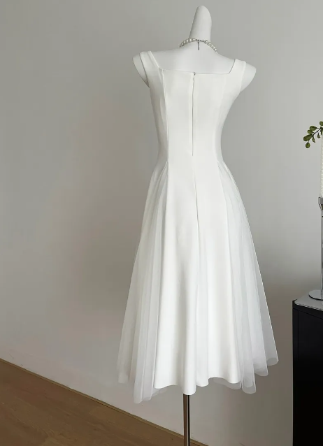 A Line Square Neck Prom Dress Elegant Evening Gown