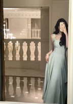 A Line Square Neck Prom Dress Elegant Evening Gown