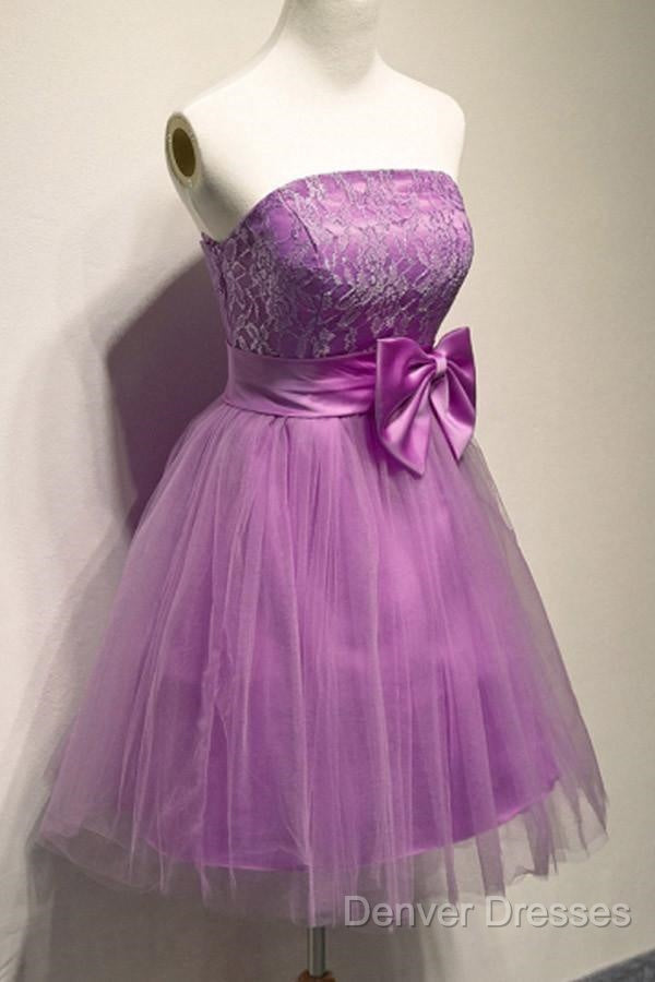 A-Line Strapless Appliques Bowknot Short Homecoming Dress Party Dress