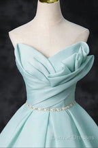 A-Line Strapless Formal Tulle Floor Length Evening Dress Off Shoulder Prom Dress