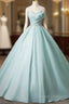 A-Line Strapless Formal Tulle Floor Length Evening Dress Off Shoulder Prom Dress