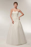 A Line Strapless Ivory Lace Floor Length Wedding Dresses