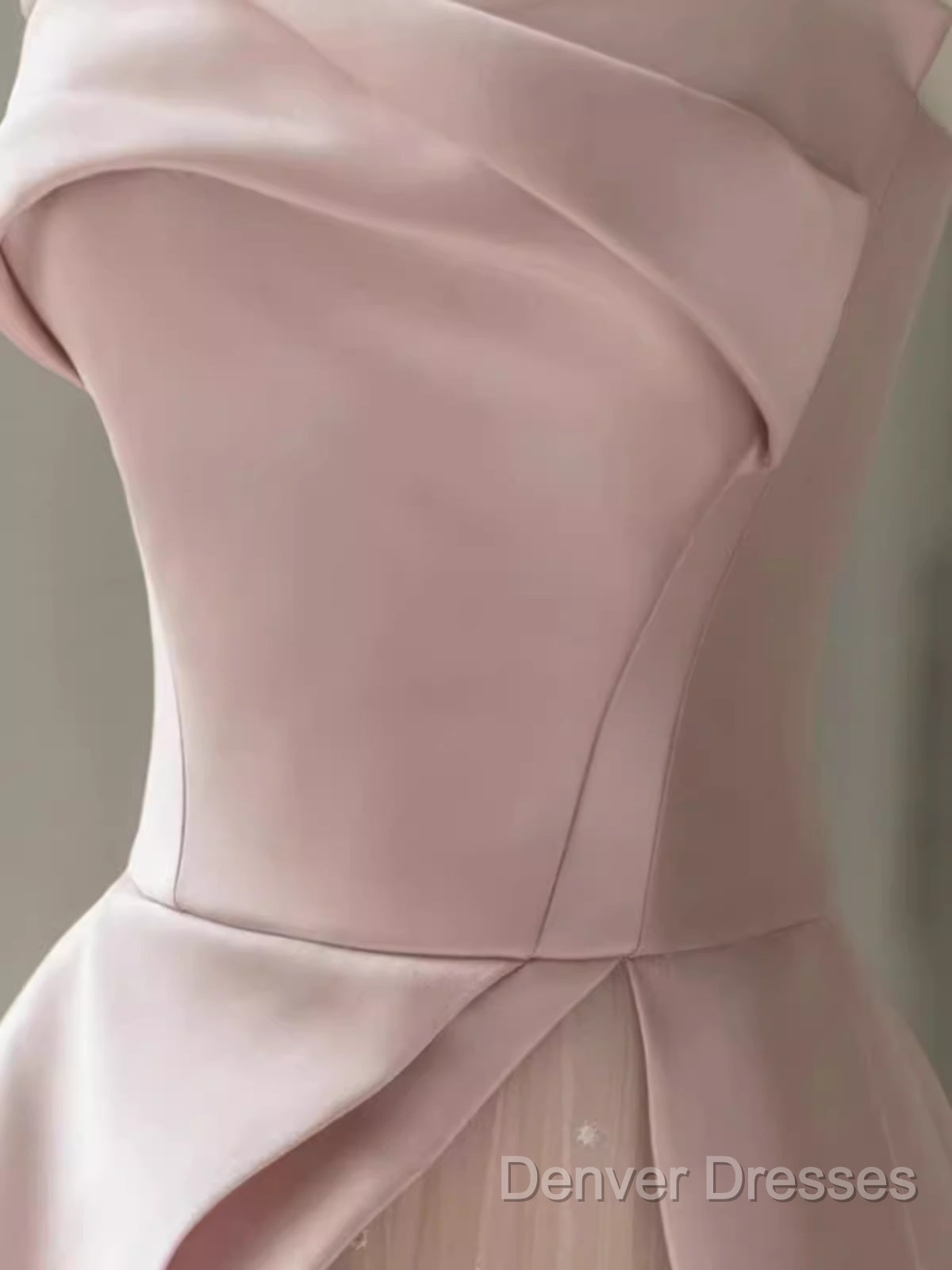 A Line Strapless Pink Party Dress Long Satin Prom Dress