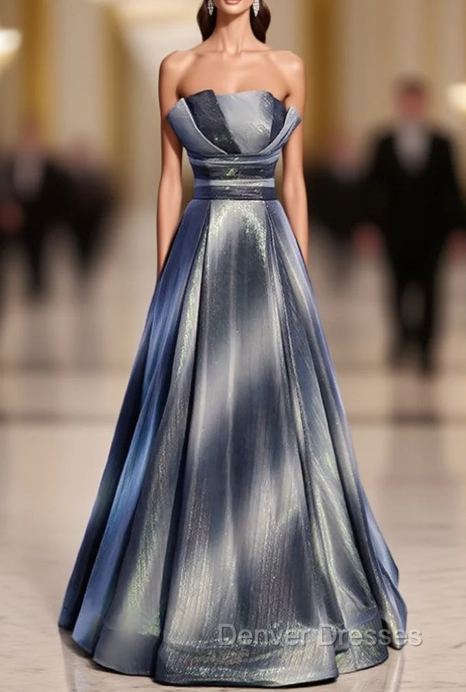 A-Line Strapless Pleats Sleeveless Prom Dress Main image