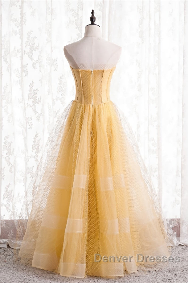 A-line Strapless Tulle Long Formal Dress with Multi Flares Boning Secondary image