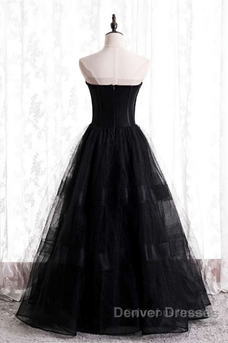 A-line Strapless Tulle Long Formal Dress with Multi Flares Boning