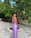 A Line Straps Backless Party Dress Long Lilac Prom Dress