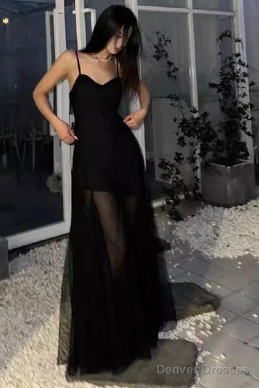 A Line Straps Black Birthday Dress Tulle 21Th Birthday Outfits Main image