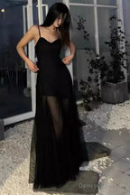 A Line Straps Black Birthday Dress Tulle 21Th Birthday Outfits