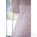 A Line Straps Pink Satin Long Prom Dress