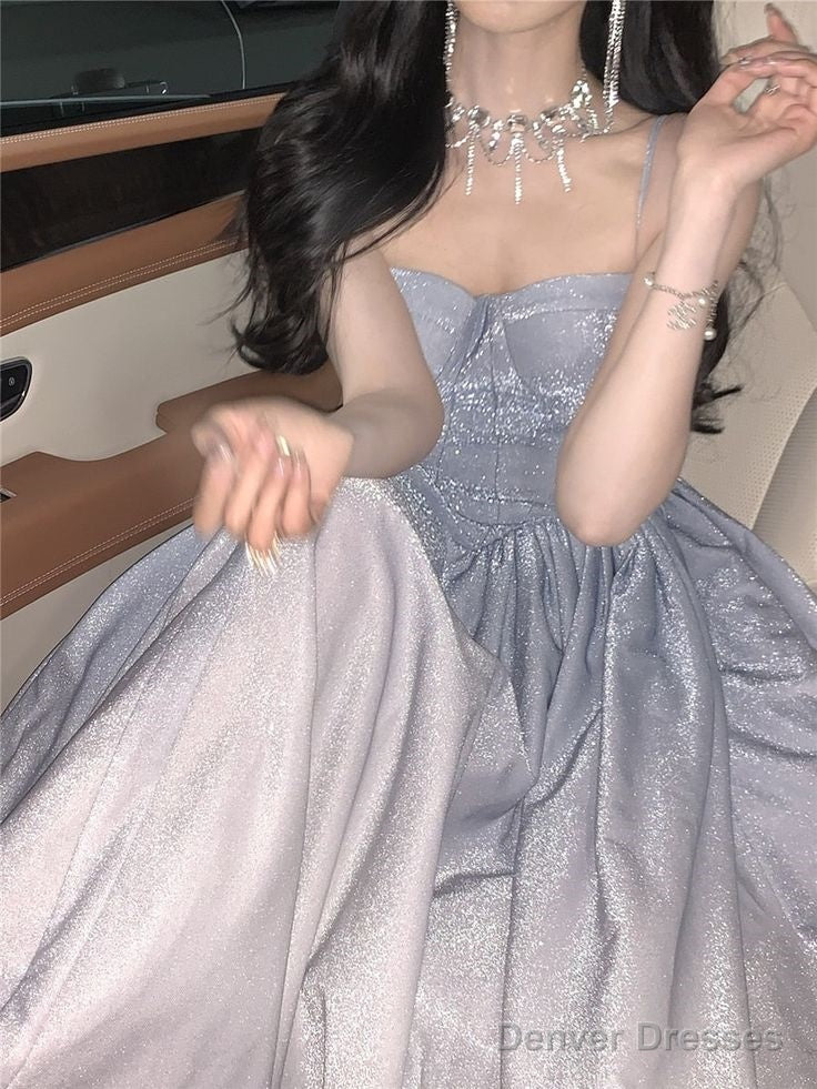 A Line Straps Sequin Prom Dresses Formal Evening Dress