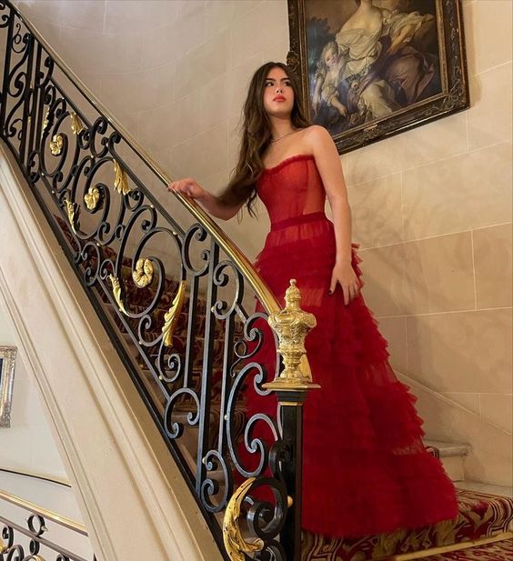 A-Line Stunning Red Long Prom Dress Formal Evening Gowns Main image