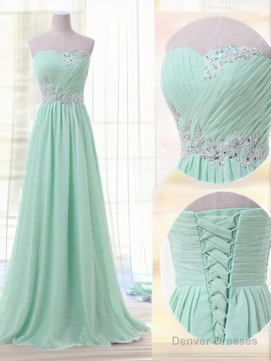 A-line Sweetheart Beading Floor-Length Chiffon Bridesmaid Dress Main image