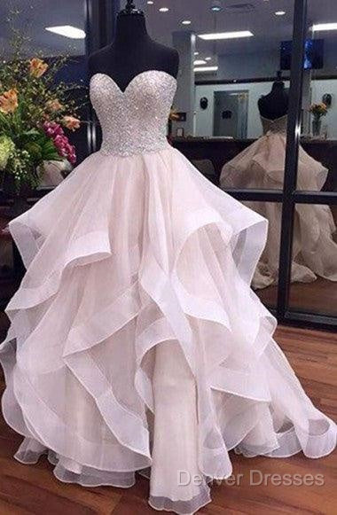 A-Line Sweetheart Floor-Length Organza Wedding Dress With Beading Ruffles Secondary image
