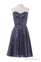 A-Line Sweetheart Knee Length Sequined Homecoming Dress With Beads