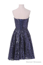 A-Line Sweetheart Knee Length Sequined Homecoming Dress With Beads