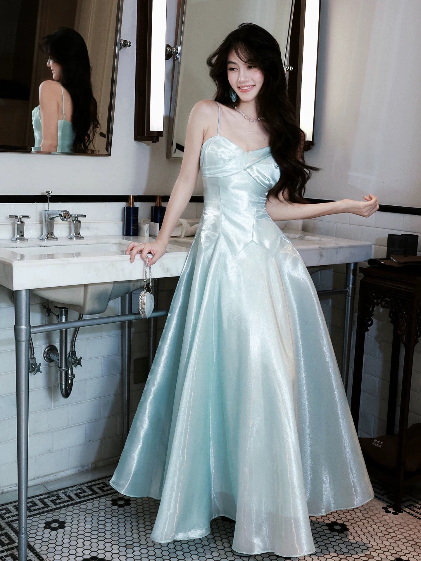 A-Line Sweetheart Neck Blue Long Prom Dress Secondary image