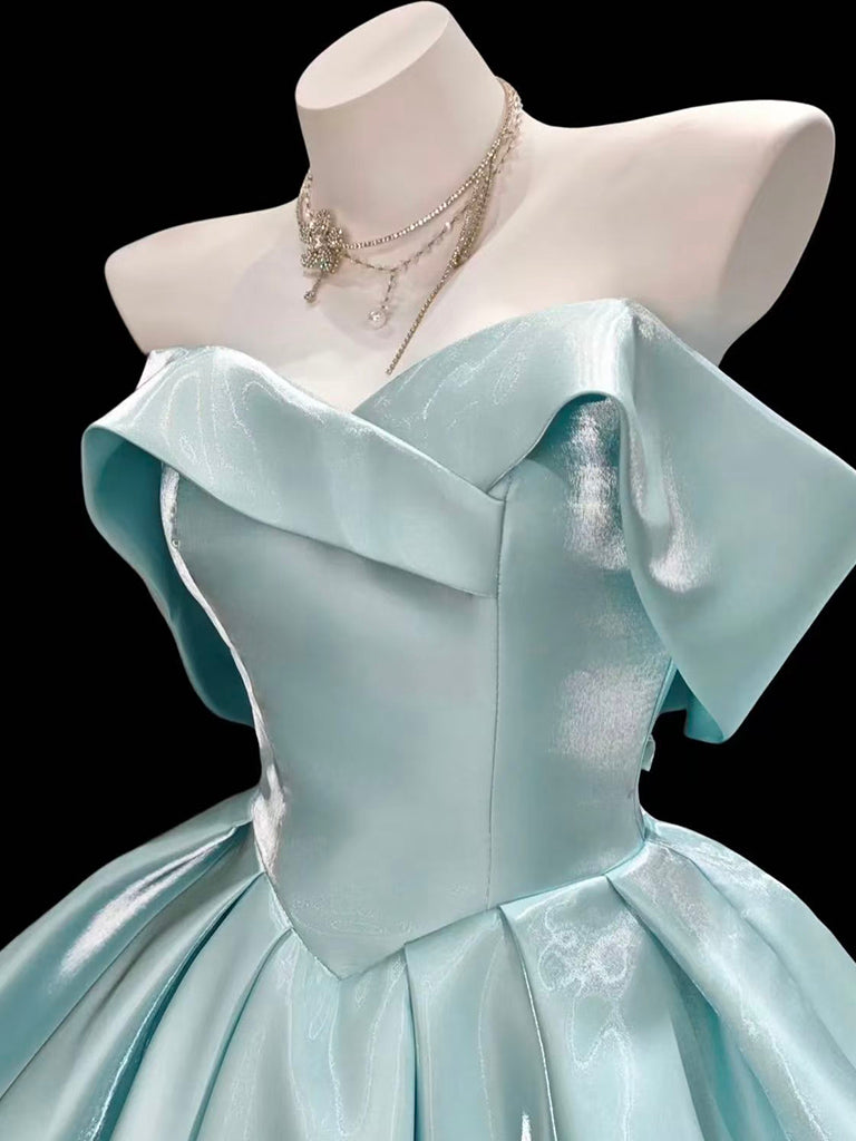 A-Line Sweetheart Neck Off Shoulder Blue Short Prom Dress Secondary image