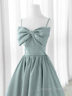 A-Line Sweetheart Neck Satin Beads Blue Long Prom Dress, Blue Formal Dress