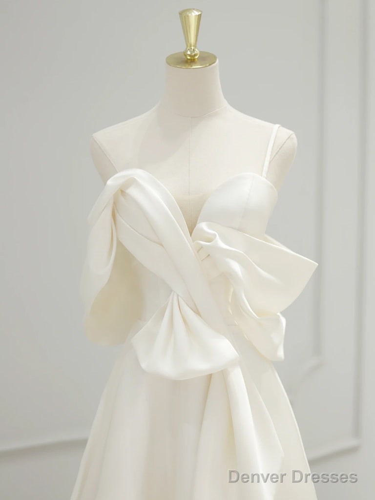A-Line Sweetheart Neck Satin Ivory Long Prom Dress, Ivory Long Formal Dress Secondary image