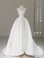 A-Line Sweetheart Neck Satin White Long Prom Dress