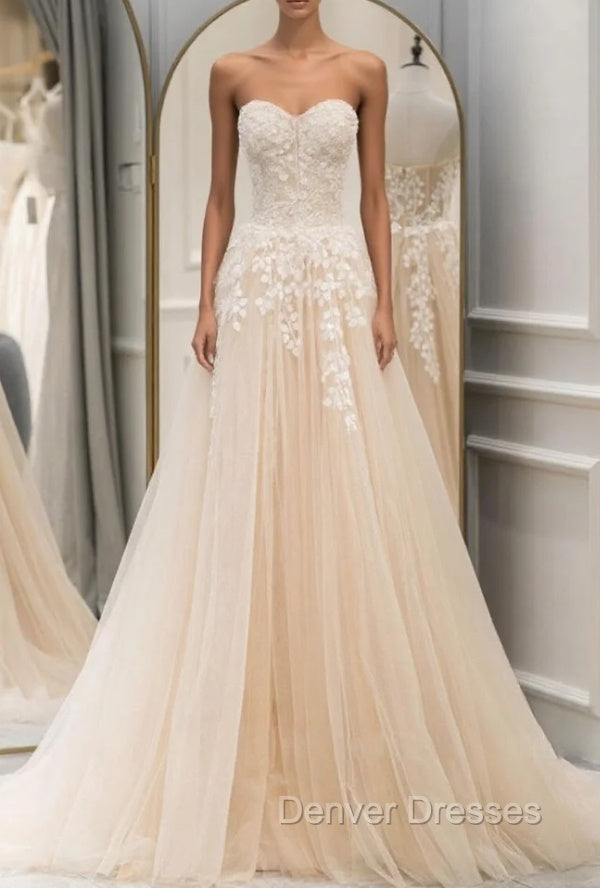 A Line Sweetheart Neck Tulle lace Blue Long Prom Dress, Lace Formal Gown Graduation Dress Secondary image