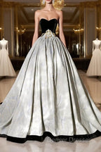 A-Line Sweetheart Neckline Long Formal Gown, Beautiful Strapless Evening Party Dress