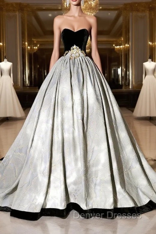 A-Line Sweetheart Neckline Long Formal Gown, Beautiful Strapless Evening Party Dress Main image