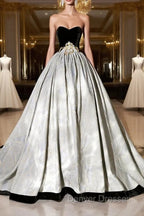 A-Line Sweetheart Neckline Long Formal Gown, Beautiful Strapless Evening Party Dress