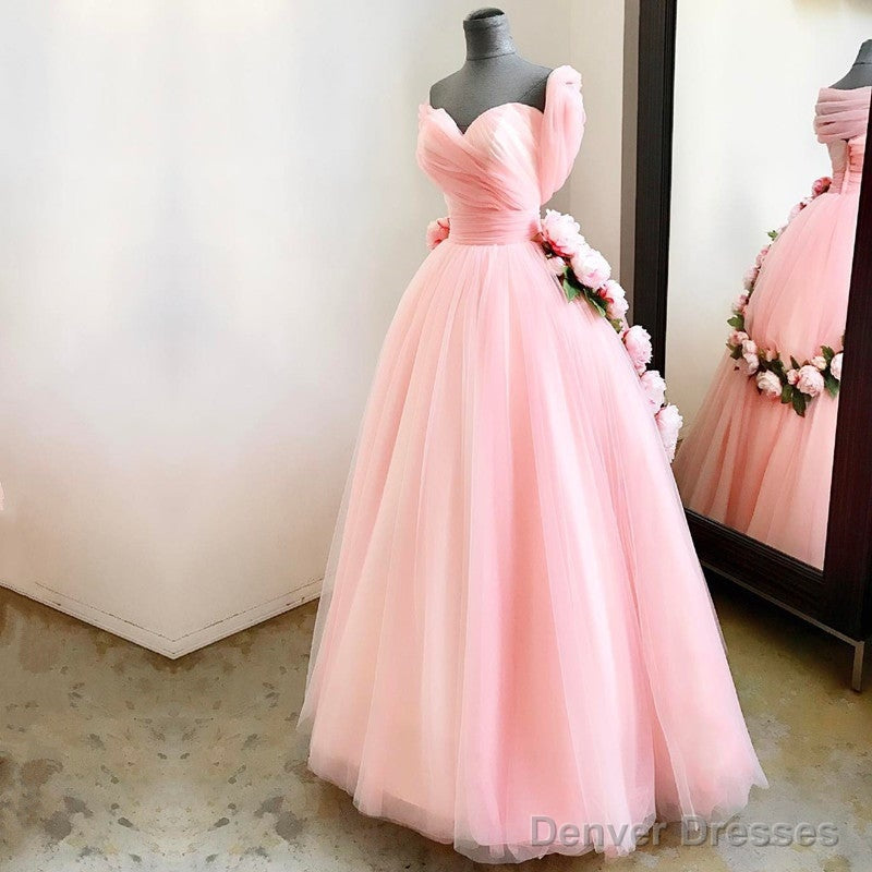 A Line Sweetheart Pink Tulle Princess Wedding Dresses With Peonies Flowers Secondary image