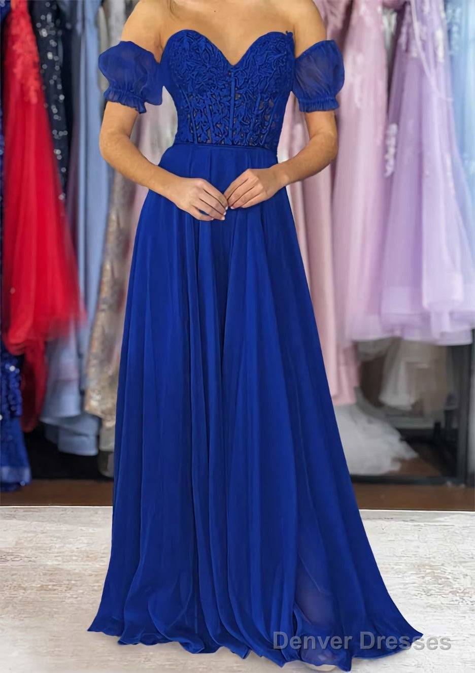 A-line Sweetheart Strapless Long/Floor-Length Chiffon Prom Dresses with Detachable Balloon Sleeves