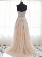 A-line Sweetheart Sweep Train Tulle Dress