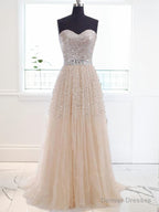 A-line Sweetheart Sweep Train Tulle Dress
