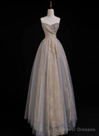 A Line Sweetheart Tulle And Lace Long Prom Dress, Tulle Long Evening Dress
