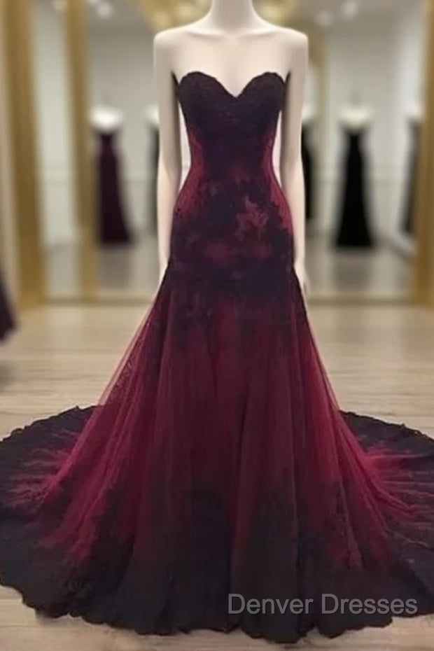 A-Line Sweetheart Tulle Lace Floor Length Wedding Dress