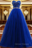 A-Line Sweetheart Tulle Sequins Prom Dress With Beading