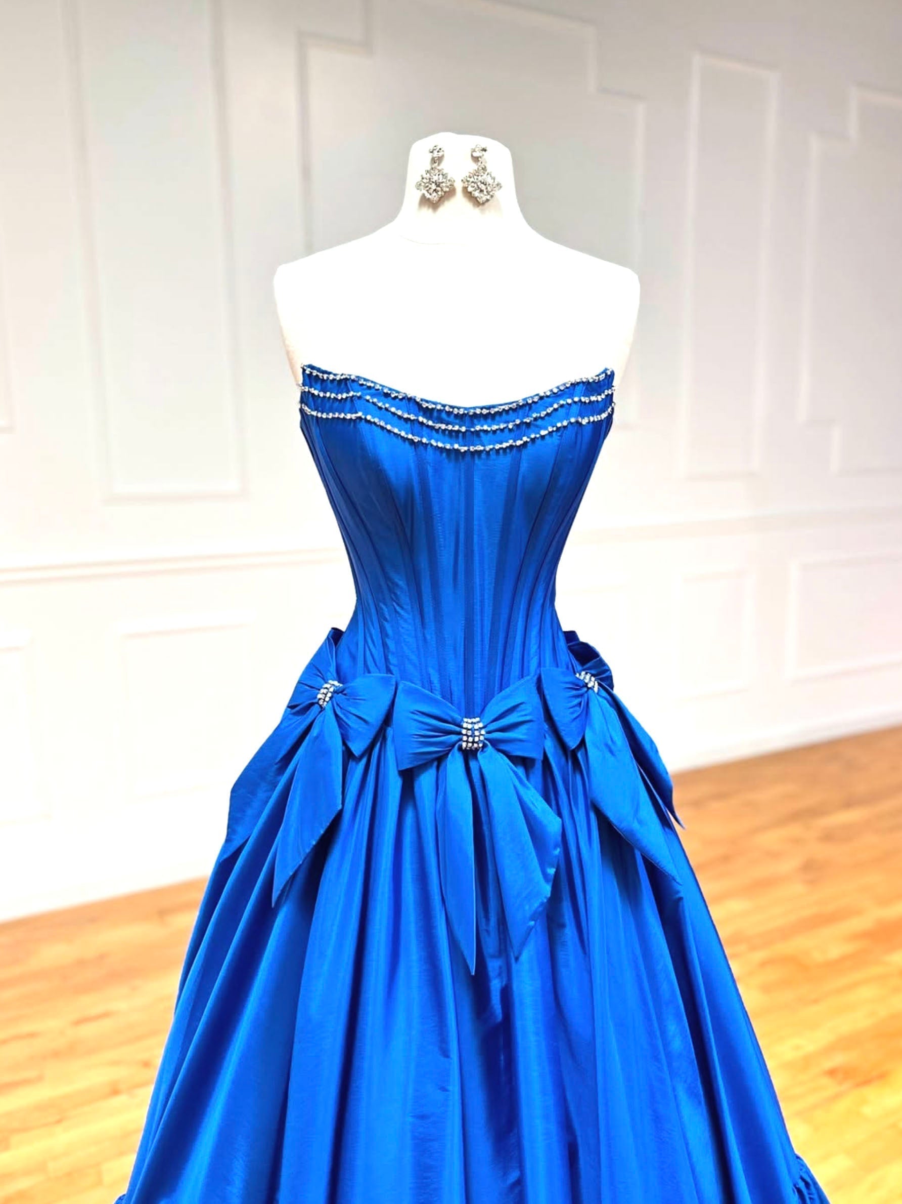 A-Line Taffeta Blue Long Prom Dress, Blue Long Evening Dress Secondary image