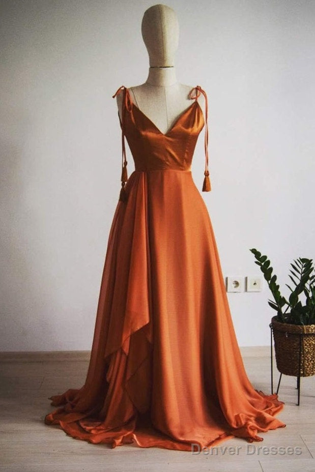 A-Line Tie Shoulder Long Bridesmaid Dress Main image