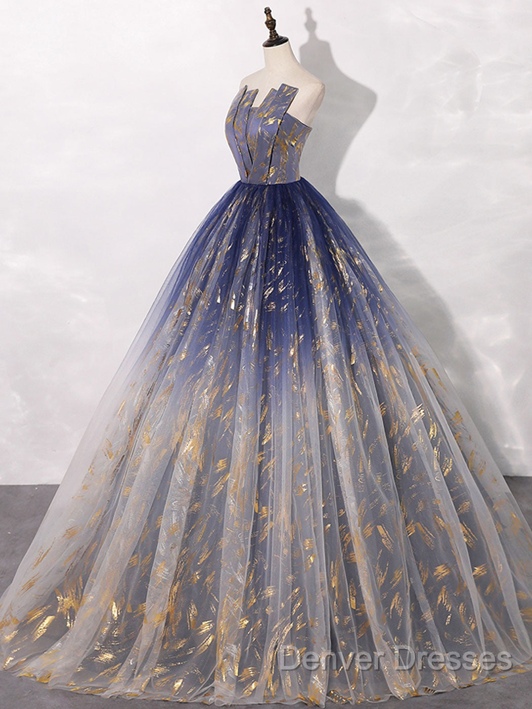 A-Line Tulle Blue Long Prom Dress, Blue Tulle Long Evening Dress Secondary image