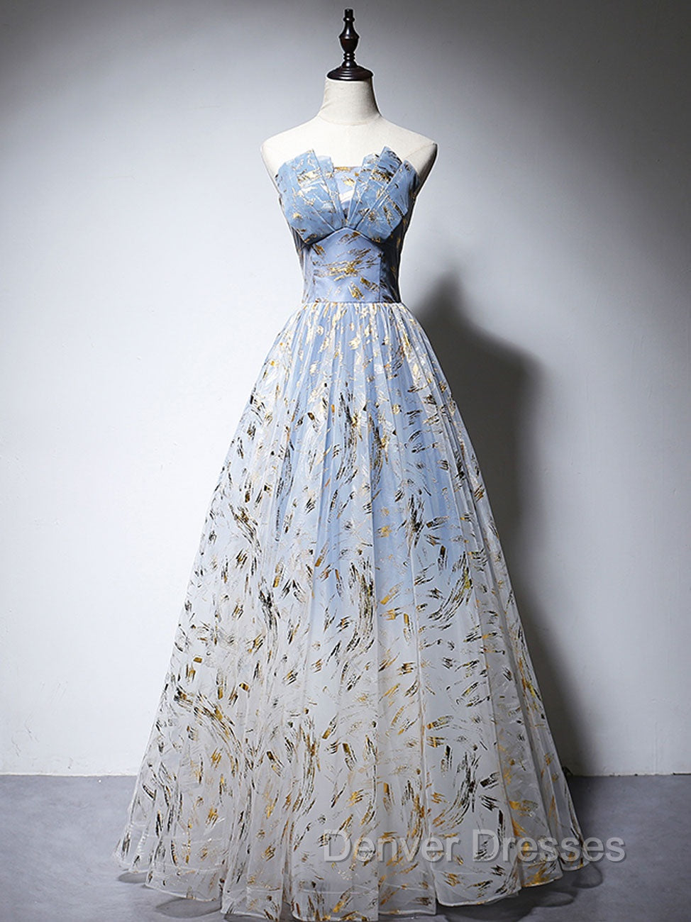 A-Line Tulle Blue Long Prom Dress, Blue Tulle Formal Graduation Dress Secondary image