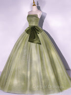 A Line Tulle Green Long Prom Dress, Green Tulle Evening Party Dress