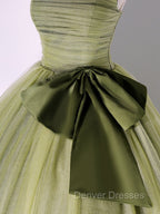 A Line Tulle Green Long Prom Dress, Green Tulle Evening Party Dress
