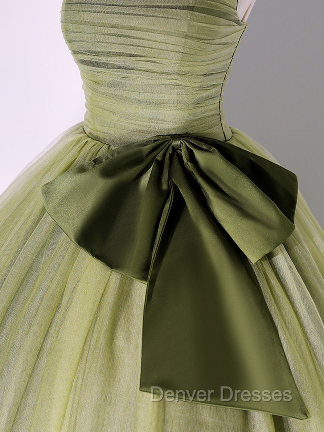 A Line Tulle Green Long Prom Dress, Green Tulle Evening Party Dress