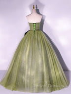 A Line Tulle Green Long Prom Dress, Green Tulle Evening Party Dress