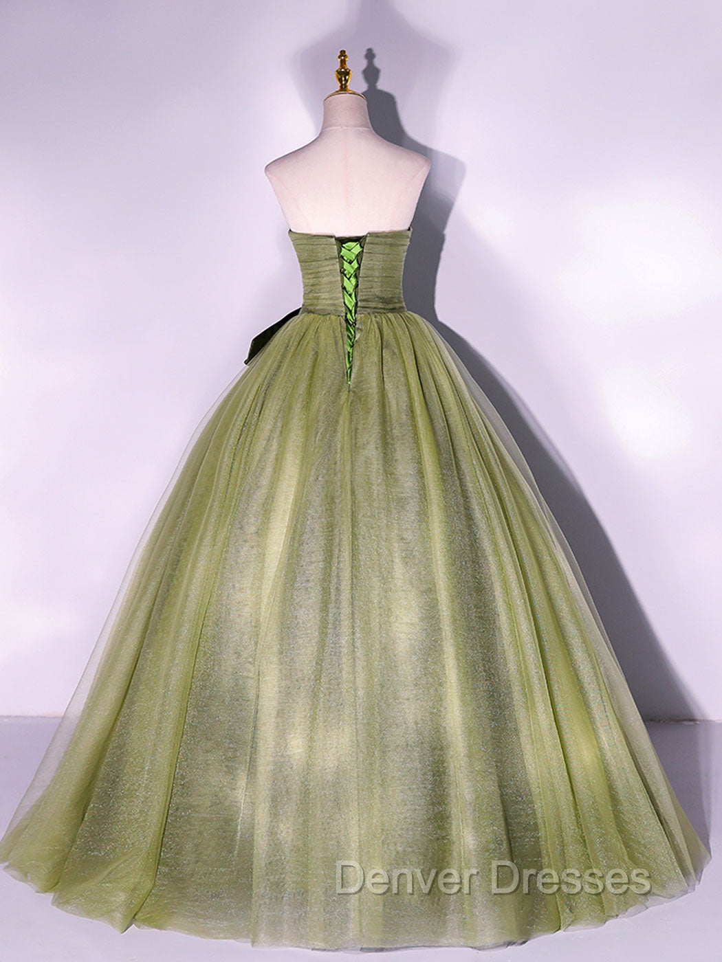 A Line Tulle Green Long Prom Dress, Green Tulle Evening Party Dress